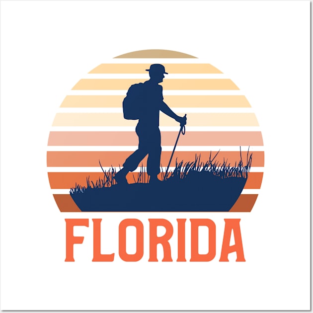 Florida Sunset, Orange and Blue Sun, Gift for sunset lovers T-shirt, Camping, Camper with a Stick Wall Art by AbsurdStore